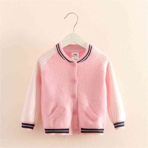 Autunno Primavera 2 3 4 6 8 10 anni Adolescente Regalo di Natale Bambino Bambino Tasca Baseball Maglioni lavorati a maglia Cardigan per bambini Ragazze 210625