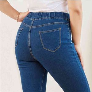 Röhrenjeans in Übergröße für Damen, gute elastische Taille, dehnbares Material, Bauchkontrolle, Mutter 5XL 6XL, kurvig 210922