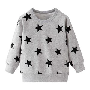 Springzähler Kinder Jungen Pullover Stars Print Kinder Tops für Herbst Winter Verkauf Designs Mädchen Hemd Sport Kleidung 210529