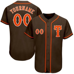 Niestandardowe brązowe pomarańczowo-białe-1001 autentyczne koszulki baseballowe