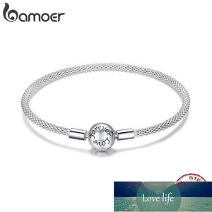 Bamoer Classic 100% 925 Sterling Silver Love Forever Love Snake Chain Bracelets Kvinnor Sterling Silver Smycken 17cm 19cm SCB105 Fabrikspris Expert Designkvalitet