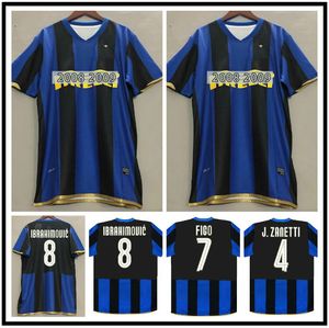 2008 2009 Inter Retro-Fußballtrikot 08 09 Ibrahimovic Figo Stankovic CAMBIASSO Vintage klassisches Vintage-Fußballtrikot