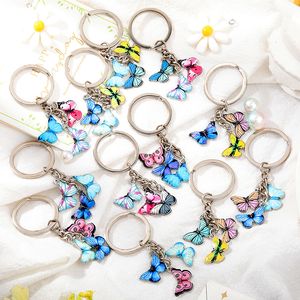 Atacado Borboleta Keychain Titular Enamale Metal Chaveiro Chaveiro Carro Keyring Mulheres Sacos Pingente Acessórios