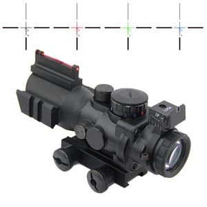 Tactical Sniper X32 Scope Illuminated Red Green Blue Reticle Fiber Optic Hunting Rifle Scope Black
