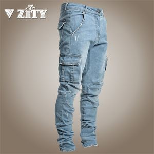 Fashion Skinny Jeans Men Casual Pocket Pencil Pants Clothing Jogger Denim Ropa Hombre 211108