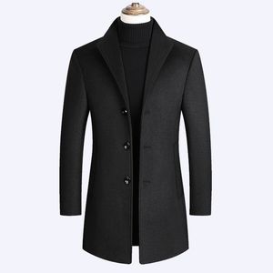 Satış Tasarımcıları Erkek Yün Ceket Ceketler Kalın Kış Yün Erkek Klasik Katı Erkek Palto Moda Düğmesi Yok Yaka Erkekler Ceketler