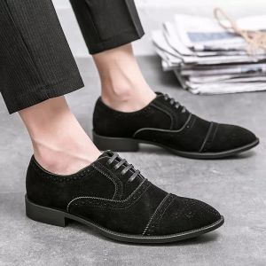 Non-Slip E201b Work Brogue Waterproof Casual Suede Leather Youth Men's Shoes Wild Tide Big Size 48