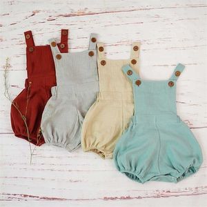 Algodão Bebê Bebé Romper Orgânicos Orgânicos Duplos Gaze Soft Jumpsuit para nascido Criança Crianças Trajes Confortável Roupa 211011