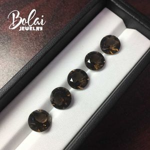 Bolaijewelry, quarzo fumé di colore marrone naturale rotondo 10,0 mm, gemma sciolta 5 pezzi / 15,7 ct per gioielli fai da te H1015