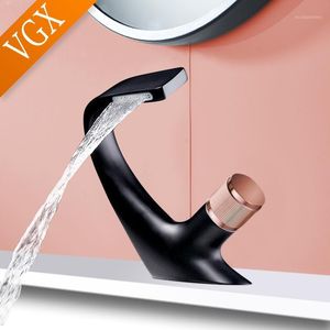 Bathroom Sink Faucets VGX Basin Mixer Bath Faucet Washbasin Taps Cold& Water Tap Brass Copper Art Black Gold Chrome F614-101