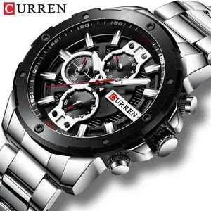 Curren Men Watch Marca de Luxo Moda Quartzo Cronógrafo Masculino Relógio Impermeável Inoxidável Sport Sport Watch Homens Relogio Masculino 210517