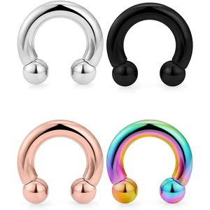 1 PC Paingi Pierścienie Pussy Piercing Wewnętrznie Gwintowane Okrągłe Horseshoe Barbells Steel Steel Piercing Biżuteria dla mężczyzn Kobiety