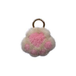 Fluffy Mink fur kitten claw cute plush doll bag car key chain pendant girl's gift271B