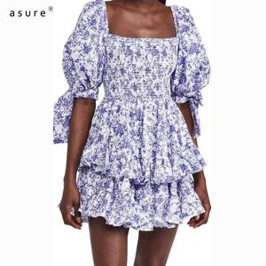 Traf Summer Dress Women Clothing Ladies Kawaii Floral Dresses Casual Sukienka Sexy Mini Party Designer Toppies 630516 210712