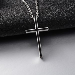 Cross Necklace Women Black Pendant Stainless Steel Fashion Necklaces Jewelry On The Neck Hip Hop Rock Gifts For Male