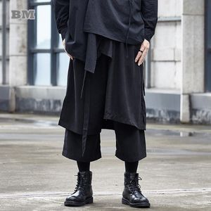 Herrenhose Dark Series Japanische Streetwear Fashion Hakama Patchwork Kreative Geerntete Hose Männer Übergroße Paar Gerade Lässige