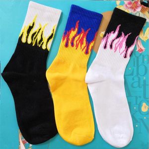 5 pair Men Fashion Hip Hop Hit Color On Fire Crew Socks Red Flame Blaze Power Torch Hot Warmth Street Skateboard Cotton