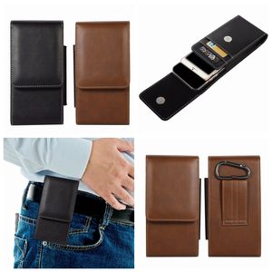 Universal Vertical 6.7inch Leather Cases For Iphone 15 14 13 Pro Max 12 S23 Plus S22 A42 F52 Note10 Huawei P50 P40 Hip Holster Two Phone Pouch Card Slot Clip Belt bag