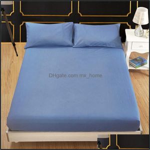 Bedspread Bedding Supplies Textiles Home & Garden Sheet Bed Fitted Er Mattress Protection Solid Color Brushed Cloth Polyester Fabric Suitabl