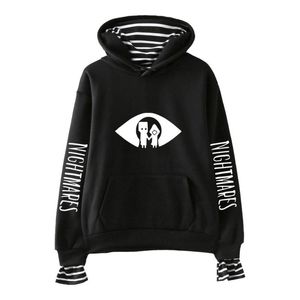 Mäns Hoodies Sweatshirts 2021 Lite Nightmares Fake Two Piece Women Pullovers Långärmad Harajuku Streetwear Stora kläder
