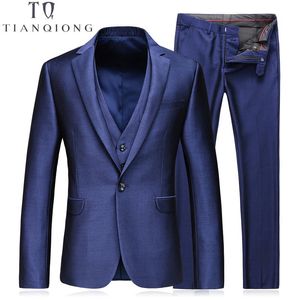 Wholesale mens suit modern fit resale online - Mens Suits Slim Fit Jacket Vest Pants Set Modern Latest Coat Pants Designs Solid Color Blue Tuxedo Prom Men s Blazers
