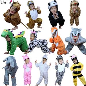 Ukden Çocuk Çocuklar Hayvan Kostüm Cosplay Dinozor Kaplan Fil Cadılar Bayramı Hayvanlar Kostümleri Tulum Erkek Kız için Q0910