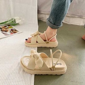 Sandały Kobiety Lato Nowa Moda Sandały damskie 2021 Płaski Sandal Buty Wedge Comfort Elastyczny zespół Grube Platformy Sandały Y0608