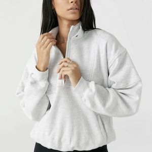 Women Drop Shoulder Half Zip Sweatshirt 210520