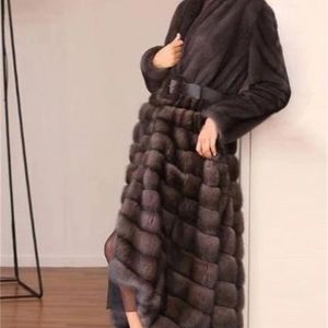 Fashion Grey Stitched Fur Skirt Personalized Celebrity Style Imitation Straight 211207