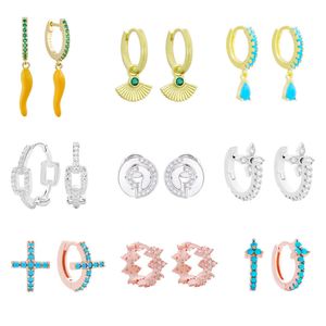 Real Sterling Silver 925 s Hoop Örhängen för Kvinnor Piercing Kvinnliga Förlovnings Smycken Övningar 2021