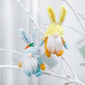 Easter Rabbit Gnome Old Man Doll Party Supplies Plush Rabbits Ears Figurine Ornaments Dwarf Dolls Kid Gift Home Decoration RRD12307