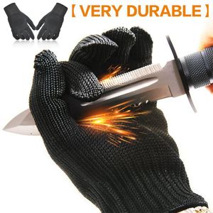 Black Anti Cut Gloves Level Cut Proof Stab Resistant Glove Kitchen Butcher For Oyster Shucking Fish Gardening Safety Disposable