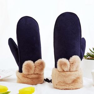 Vinter Varm Mitten Ladies Cashmere Handskar Partihandel Tjock Koreansk Söt Hängande Nacke Utomhus Eldiven Handschoenen Fashion1