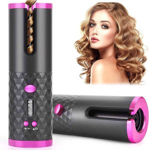 Wholesale wireless usb auto curler resale online - Automatic Air Wireless Curler USB Cordless Hair Auto Portable Ceramic Barrel Curling Iron Waver Tongs Wand