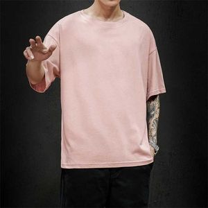 Summer Men's T Shirt Fashion Solid Mens Oversized Hip Hop Short Sleeve Casual Cotton Streetwear op ees 220118