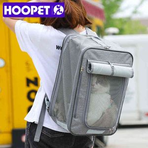 Hoopet 애완 동물 고양이 통기성 배낭 고양이 작은 개 고양이에 대 한 야외 어깨 가방 휴대용 포장 애완 동물 용품 211120