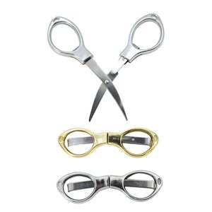 Glasses Shape Foldable Fishing Scissors Small Tools Outdoor Travel Collapsible Disguise Cigar Cutter Plastic Metal Knife Portable Vape eCigs Smoking