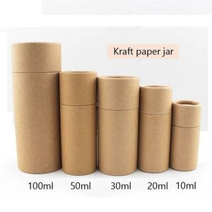 50pcs/lot Cosmetic Bottle Outer Packaging Kraft Paper Jar Tube Cylindrical Hard Cardboard Boxes Essential oils Tube Package 210326