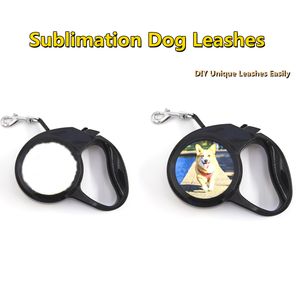 Sublimering Retractable Dog Leashes Blanks Vit Bly Husdjur Katter Valp Leash Automatic Retracted Black Dogdy Collar Walking Lead för Small And Medium Pet 3 meter