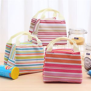 Borsa isolante da viaggio e picnic Moda in tessuto Oxford Borsa portatile a righe Bento Borse 4 colori T500534