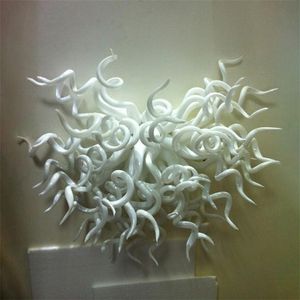Modern White Colored Wall Lamp Glass Murano Flower Art Lamps Mouth Blown Borosilicate Craft Hall Light Arts Decoration 50cm Wide and 40cm High