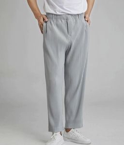 Cor sólida plissada homme plisse sweatpants homens mulheres cordões cordiais cordão calças suor calças masculinas