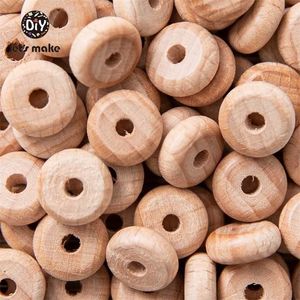 Let's Make 100pcs Abacus Beads Baby Wooden Teether Natural Lentil Beech Balls Perle DIY Teething Necklace Nursing Toy 211106