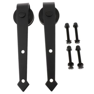 2Pcs Black Steel Sliding Barn Wood Door Roller Hardware Replacement Hanger Other