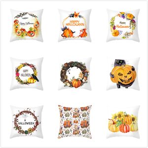 Cross-border creative Halloween pumpkin pillow wreath series pillowcase holiday party decoration High quality flax fabric cushion cover customization