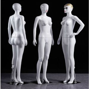 Kvinna mannequin dummy body makeup ansikte visa hela kroppen bröllopsklänning
