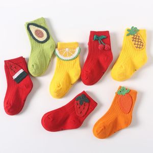 Socken 1 Paar Baumwolle Obst Baby für Kinder Mädchen Jungen Boden Cartoon Kleinkinder Herbst Frühling Geboren Kawaii Säuglingsgeschenk