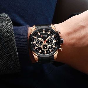 lmjli-CURREN Orologio da uomo classico cronografo nero Orologio sportivo con data al quarzo Orologio da uomo Orologio da polso in acciaio inossidabile Relogio Masculino Orologi da uomo