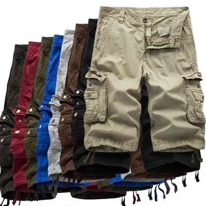 Last shorts män sommar armé militär taktisk homme casual solid multi-pocket man plus storlek 210629