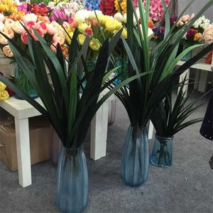 6pcs plástico orquídea conjunto de folha artificial 7 folhas Cymbidium verde planta 60cm para orquídeas decorativas flor parte 210624